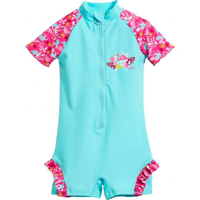 Playshoes - UV swimsuit for girls - Flamingo - Aqua blue / pink