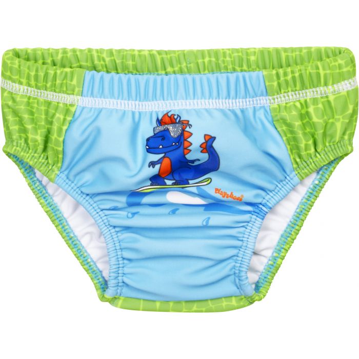 Playshoes - UV swim diaper for babies - Washable - Dino - Green/Lightblue