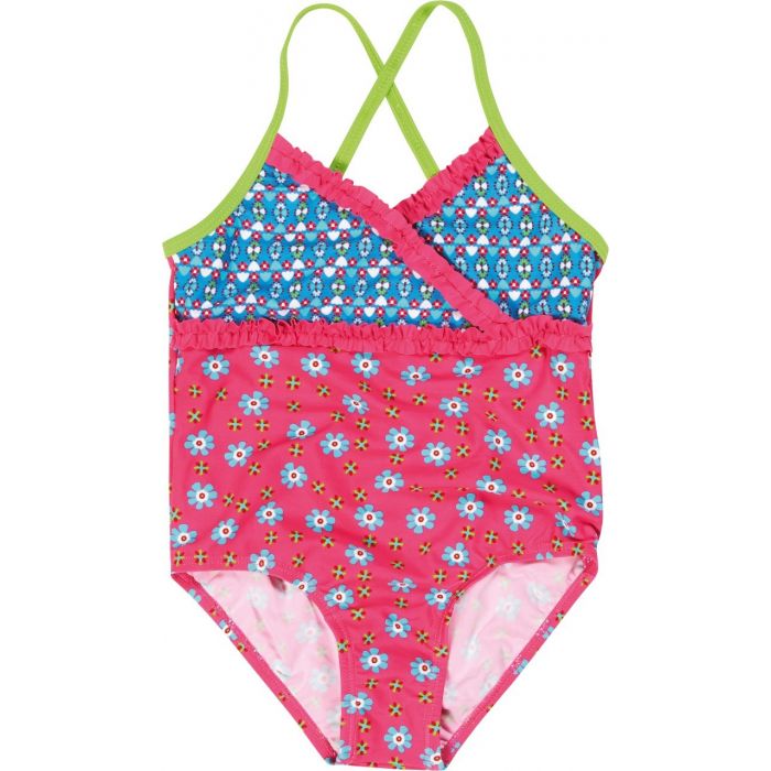 Playshoes - UV bathing suit for girls - Flowers - Pink / blue / green