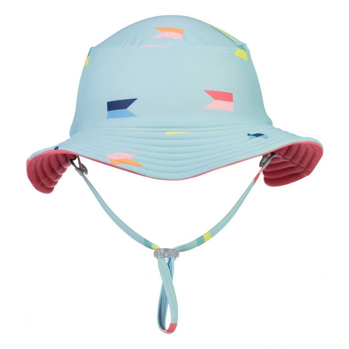 Snapper Rock - Reversible UV Bucket Hat for boys - Maritieme Fliers - Lightblue/Coral