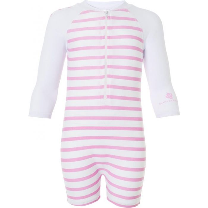 Snapper Rock - One Piece UV Swimsuit Kids Long Sleeve- Pink Stripe