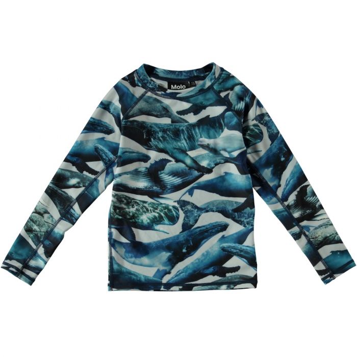 Molo - UV swim shirt for children - Neptune LS - Whale print
