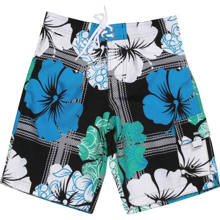 Snapper Rock - UV Board Shorts Kids- Mint Hibiscus