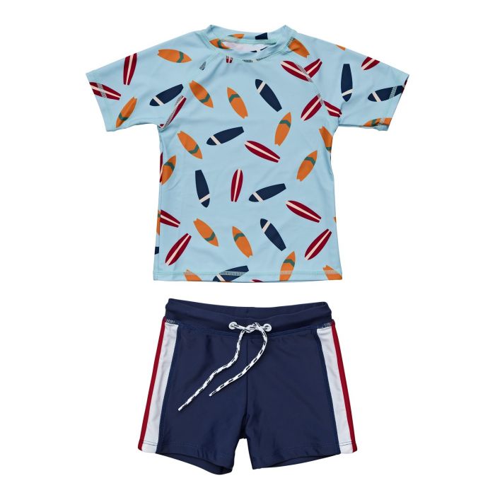 Snapper Rock - UV Swimset for babies and kids - Short sleeve - Retro Surf - Blue/Navy