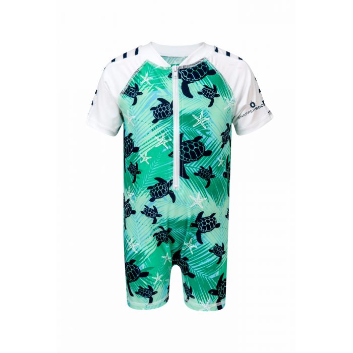 Snapper Rock - baby UV suit Sea Turtles - Turquoise