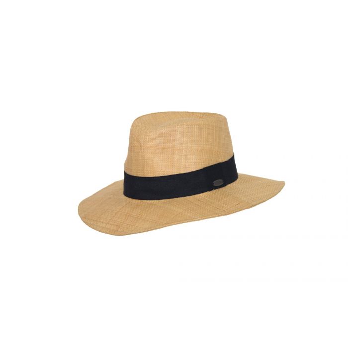 Rigon - UV straw hat for women - Raffia - Natural / black