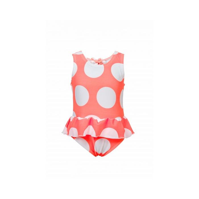 Snapper Rock - Swimsuit Neon Coral dots - Coral red