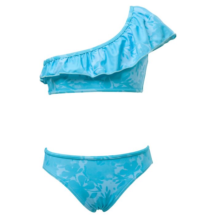 Snapper Rock - One Shoulder Bikini - Blue Leaf - Aqua Blue