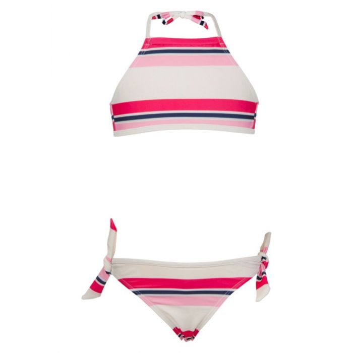 Snapper Rock - Halter bikini - Navy/ Pink Stripe 