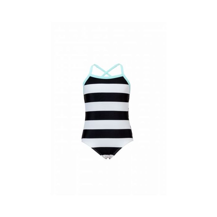Snapper Rock - Swimsuit Swan Stripe - Black / white