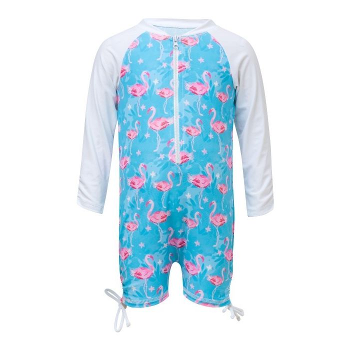 Snapper Rock - UV Swimsuit with long sleeves - Blue Flamingo - Blue/Pink