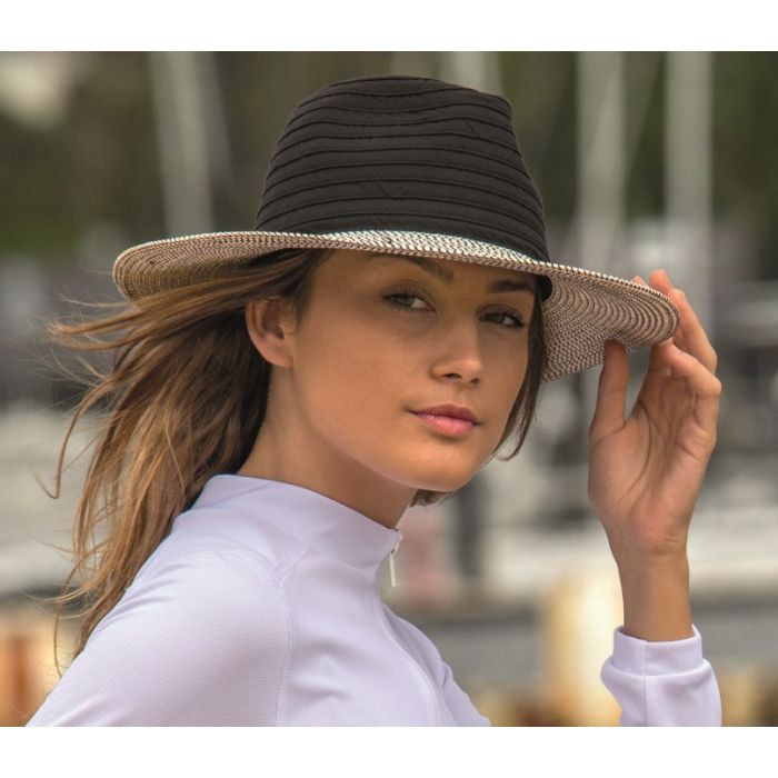 Rigon - UV fedora hat for women - Black / white