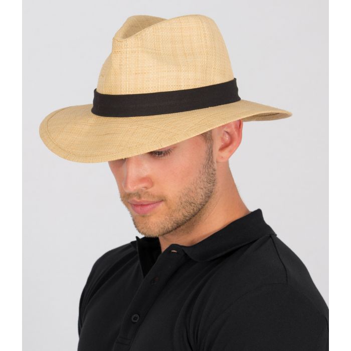 Rigon - UV Straw hat for men - Raffia - Natural / black