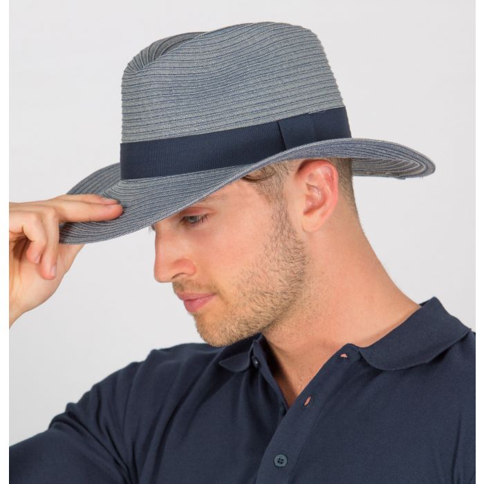 Rigon - UV fedora hat for men - Denim blue