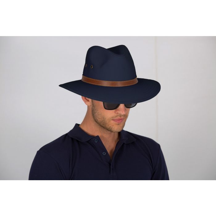 Rigon - UV fedora hat for men - Canvas - Navy blue