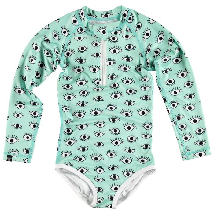 Beach & Bandits - UV bathing suit for girls - O my, Fish eye! - Green