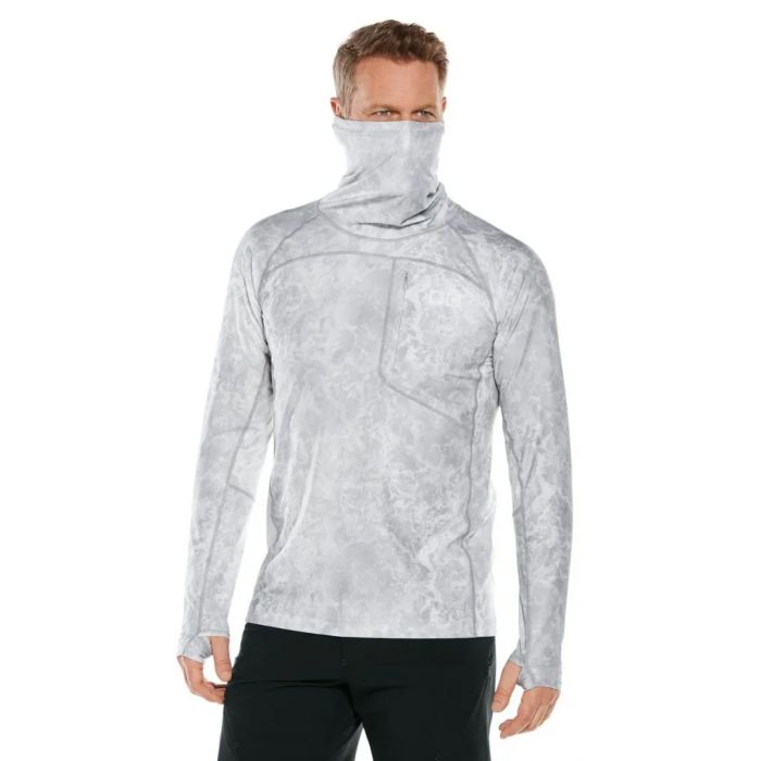 Coolibar - UV Swim Shirt with neck gaitor for men - Andros - Smoke Grey