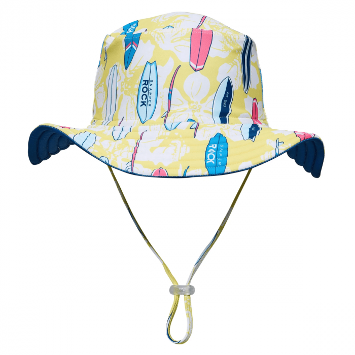Snapper Rock - Reversible UV Bucket hat for boys - UPF50+ - Rock the Board - Yellow/Blue