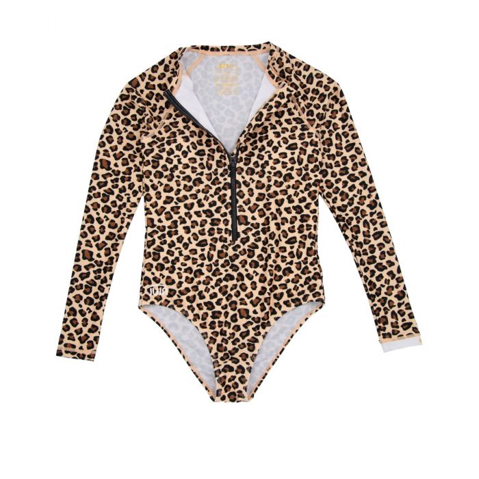 JUJA - UV Swimsuit with long sleeves for women - UPF50+ - Leopard - Brown