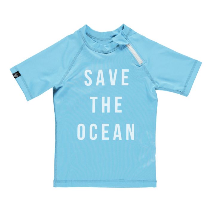 Beach & Bandits - UV swim shirt child - Save the ocean - Blue / white