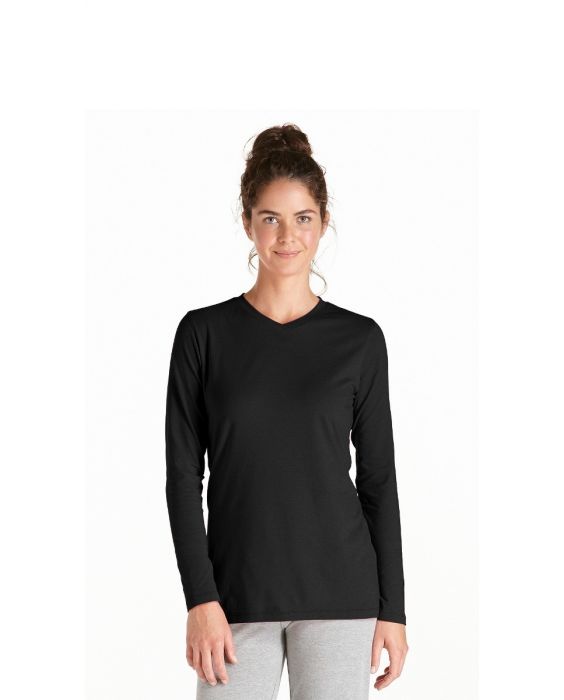 Coolibar - UV Shirt for women - V-Neck Longsleeve - Morada - Black