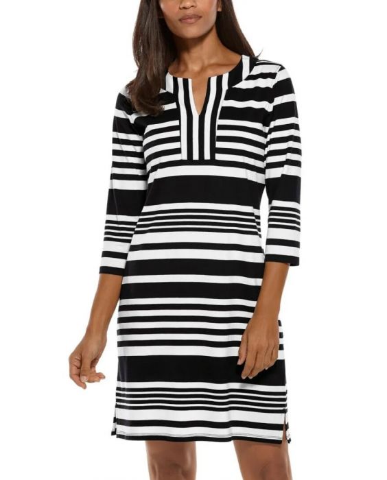 Coolibar - UV Tunic Dress for women - Oceanside - Stripe - Black/White 