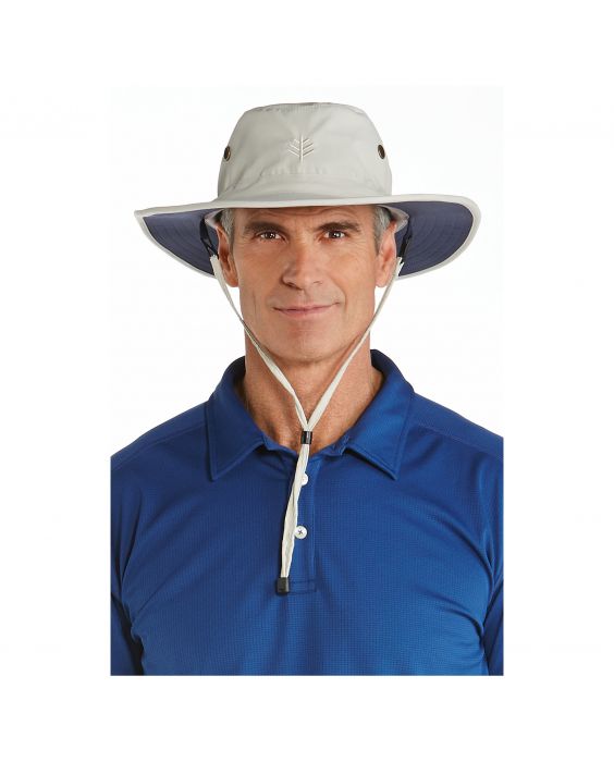 Coolibar - UV sun hat for men - Beige / navy blue