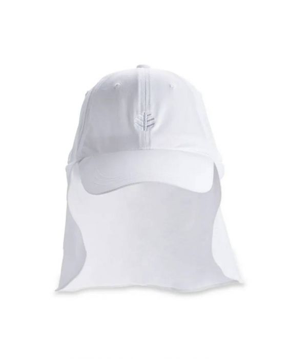 Coolibar - UV sun cap with neck flap unisex- White