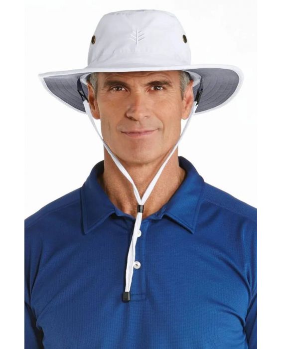 Coolibar - UV Shapeable Wide Brim Hat for men - Leo - White/Carbon 
