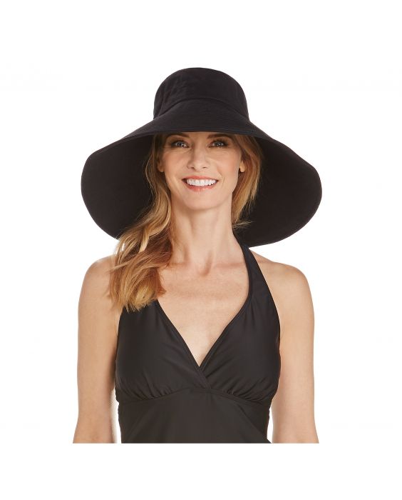 Coolibar - UV floppy hat for women - Wide brim - Black