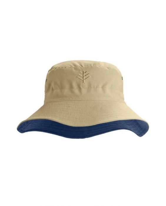 Coolibar - UV Reversible Bucket Hat for adults - Landon -Tan/Navy