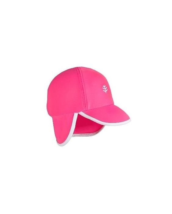 Coolibar - UV sun cap for babies with neck flap - Aloha Pink/White