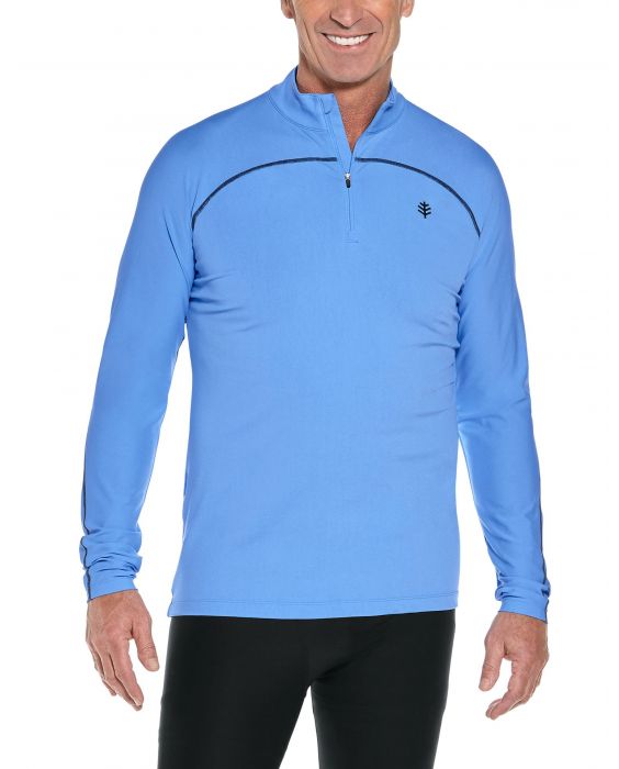 Coolibar - UV Swim Shirt for men - Longsleeve - Nocona Zip - Surf Blue