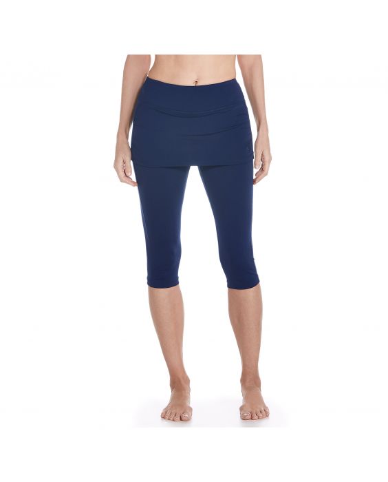 Coolibar - UV skirted swim leggings for women - Navy blue