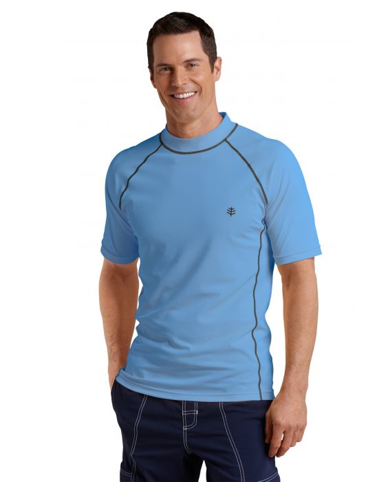 Coolibar - UV Swim Shirt for men - Tulum Rash Guard - Surf Blue