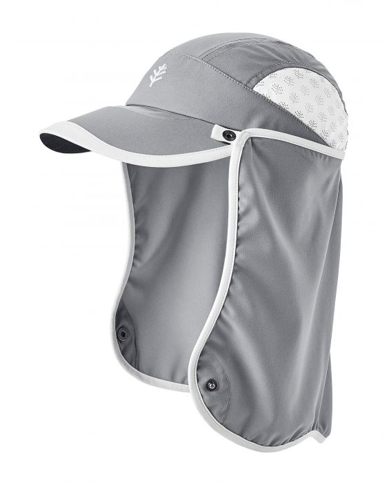 Coolibar - UV Sport Cap with neck cover for kids - Agility - Steel Grey/White