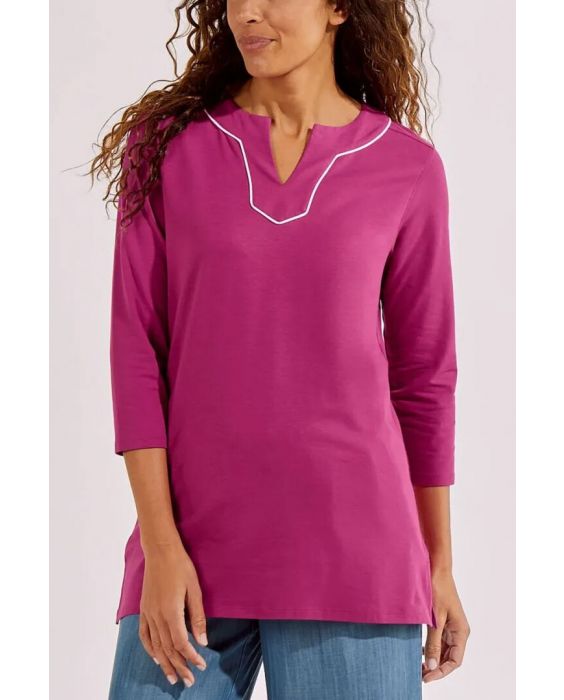 Coolibar - UV Tunic Top for women - Oceanview - Solid - Warm Angelica
