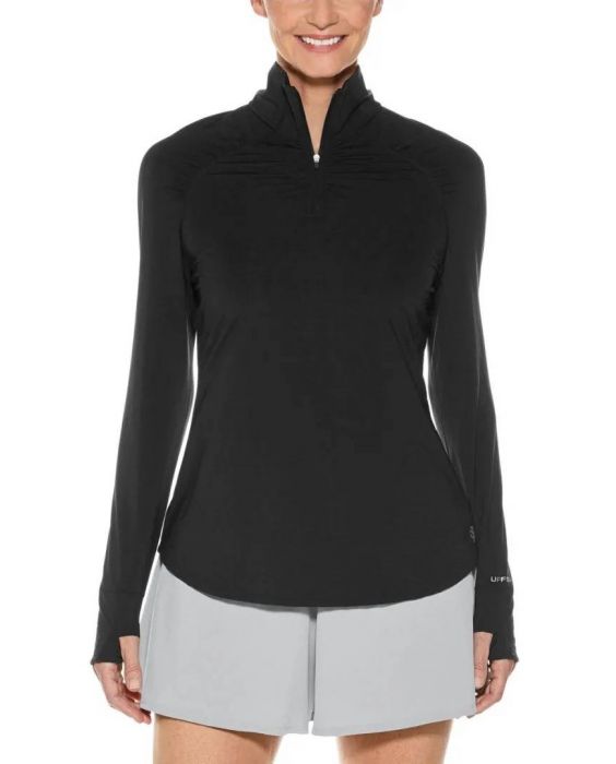 Coolibar - UV Vest with Quarter Zip for women - Arabella - Diamond Jacquard - Black