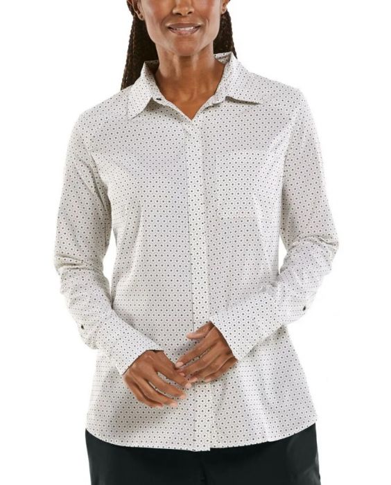 Coolibar - UV Smart Blouse for women - Amara - Platte Geo - White 