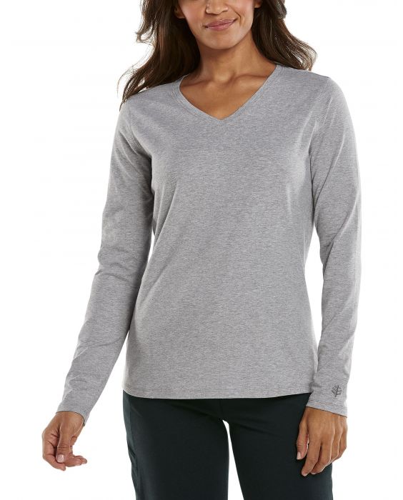 Coolibar - UV Shirt for women - V-Neck Longsleeve - Morada - Grey