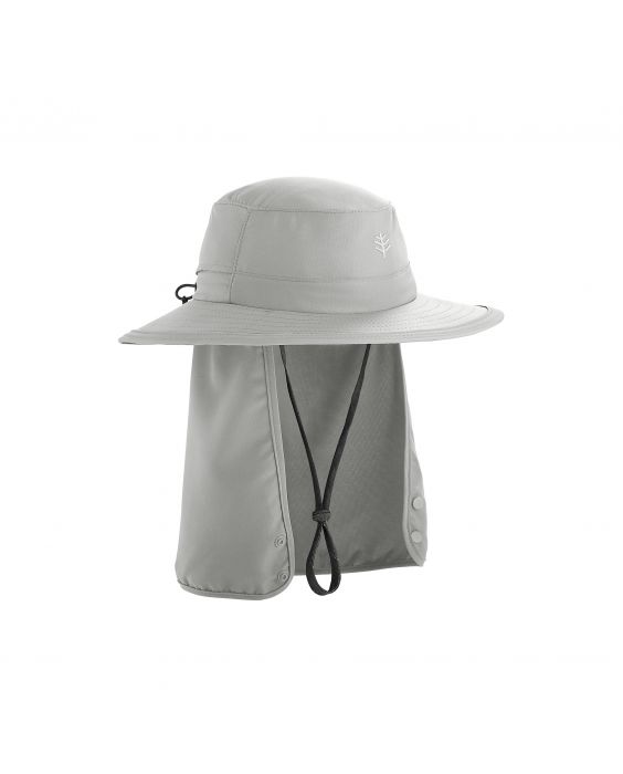 Coolibar - Children's UV hat with concealable neck flap - light grey