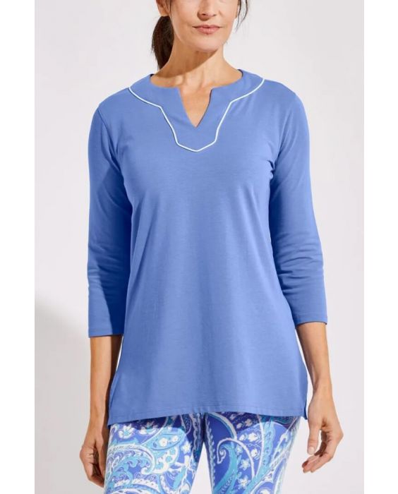 Coolibar - UV Tunic Top for women - Oceanview - Solid - Aura Blue 