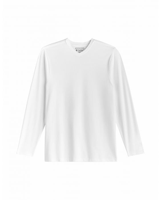 Coolibar - UV Shirt for men - V-Neck Longsleeve - Morada - White