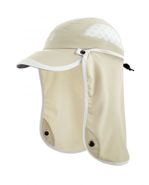 Coolibar - UV Sport Cap with neck cover for kids - Agility - Stone/White