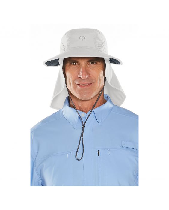 Coolibar - UV cap with neck and ear protection for men and women - light grey