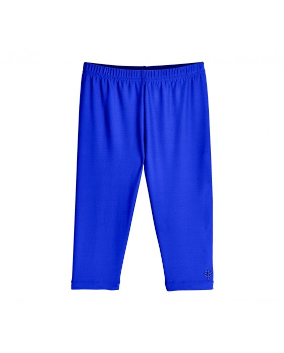 Coolibar - UV capri swim leggings for kids - blue - Front