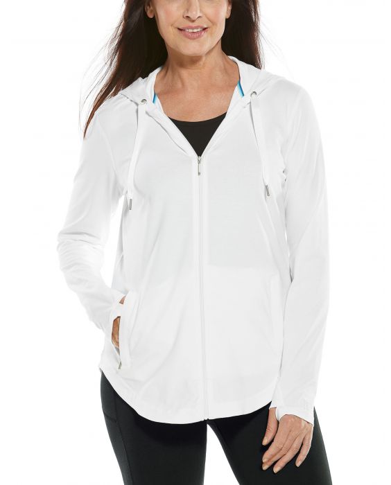Coolibar - UV Full zip hoodie for women - LumaLeo Zip-Up - White