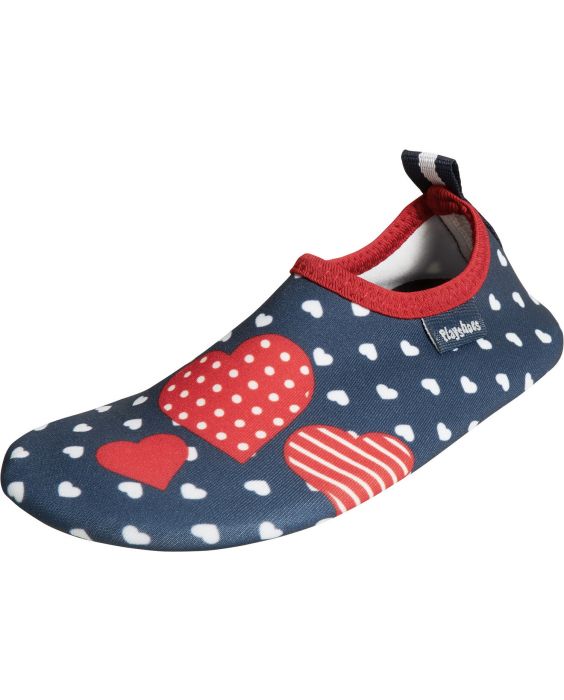 Playshoes - UV barefoot shoes for girls - hearts - dark blue - Front