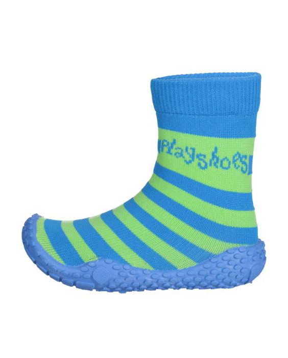 Playshoes - Aqua socks with stripes for kids - Blue/green