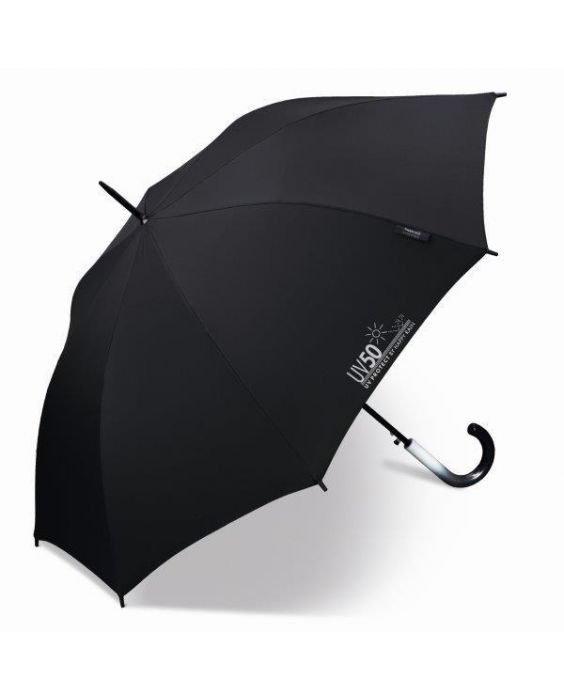 Happy Rain - Long umbrella with UV protection - Automatic - Black